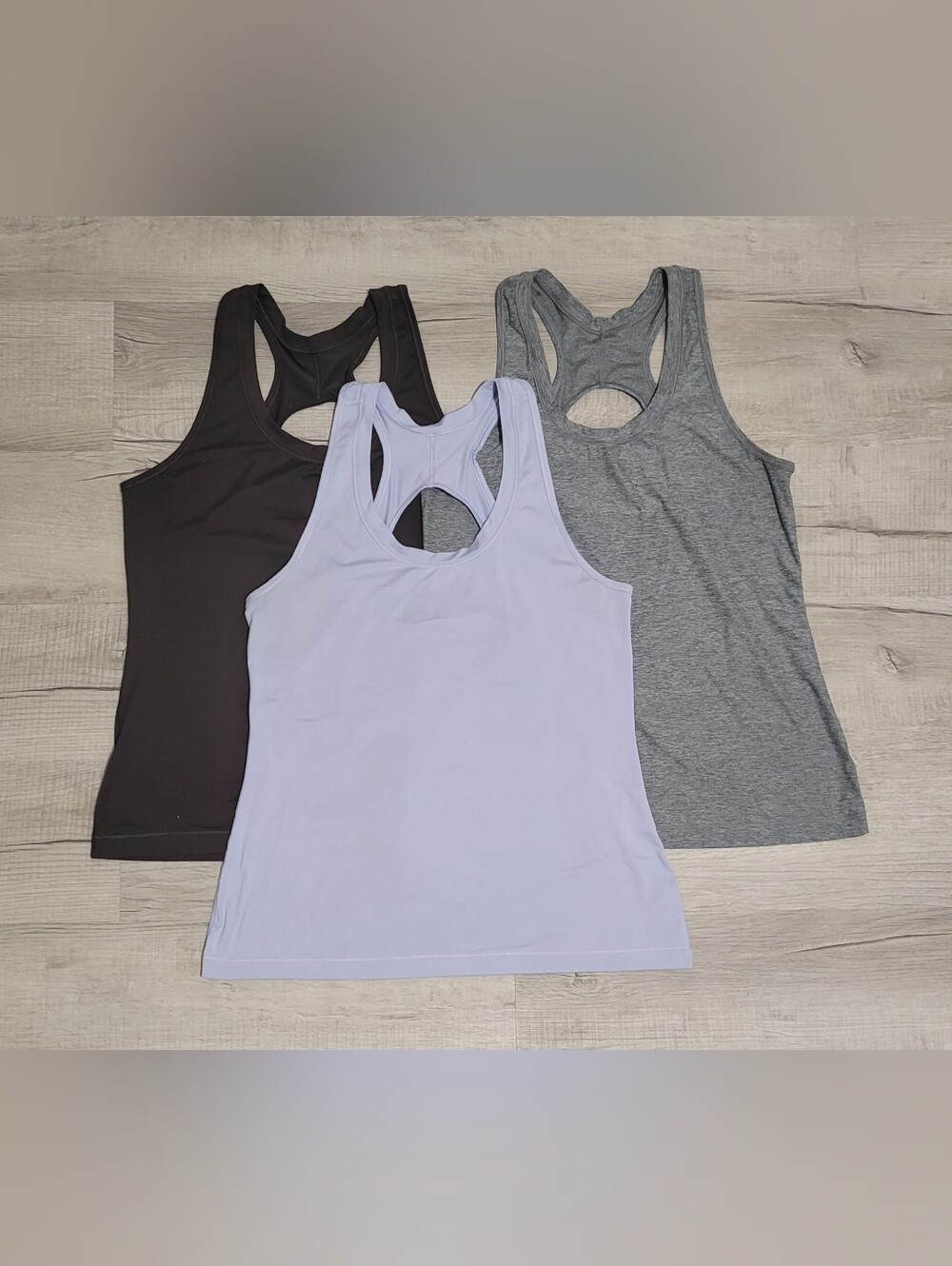 Athleta Nitro Tank Top Lot of 3: Dark Charcoal, Light Blue, Heather Grey L EUC